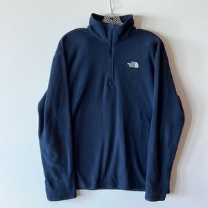 Men’s medium north face fleece quarter zip pull over, navy